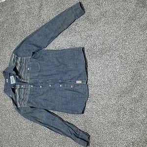 Men's Chambray Striped Patch Button Down